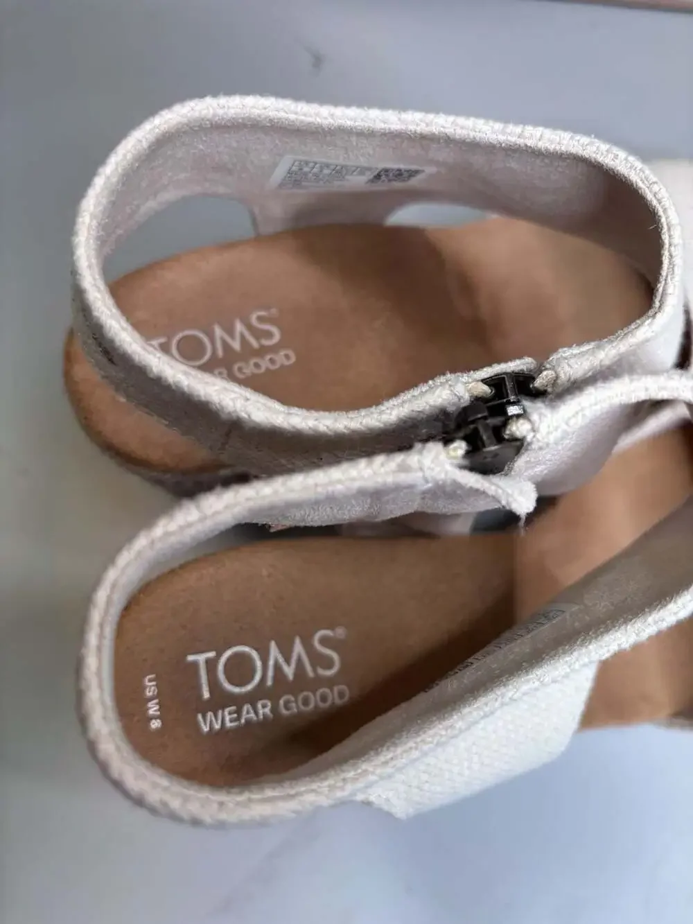 TOMS Majorca Natural Canvas Espadrille Platform Sandals size 8